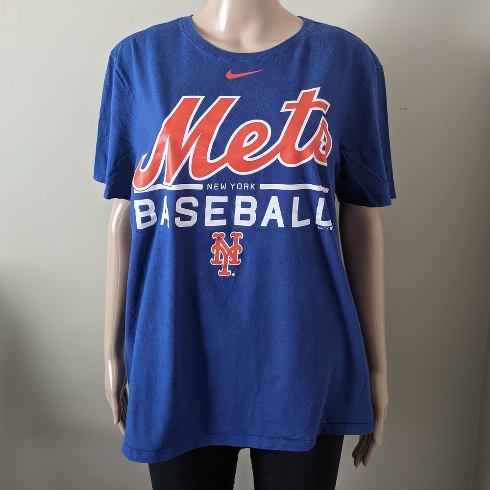 MLB Nike New York Mets Baseball Blue Tshirt, Size Medium